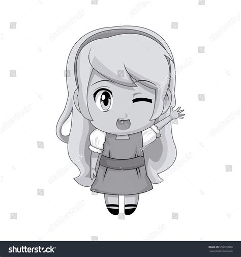 Cute Anime Chibi Little Girl Cartoon Style Royalty Free Stock Vector