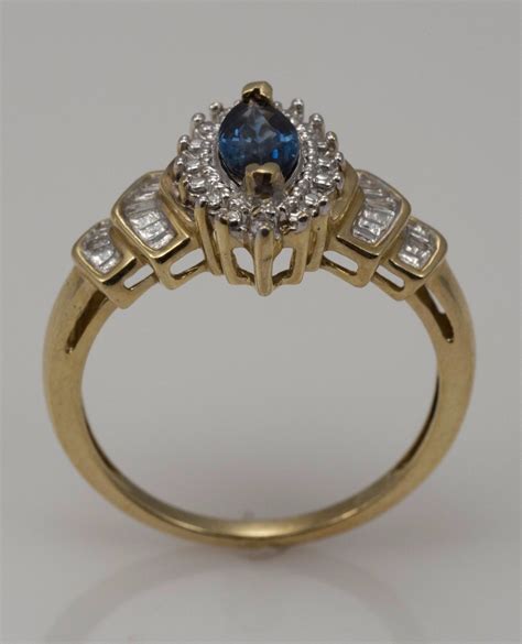 K Yellow Gold Sapphire Diamond Ring Size Ebay