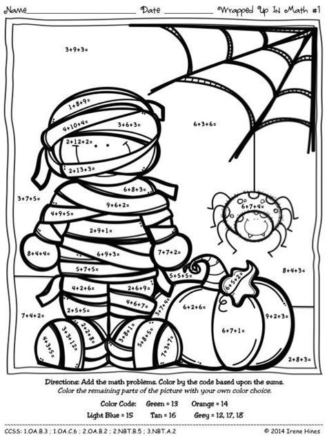 Halloween Addition Coloring Worksheets | Worksheet Hero