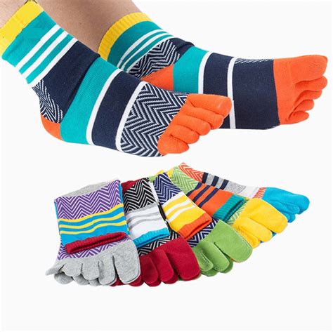 5 Pairslot Mens Summer Cotton Colourful Toe Socks