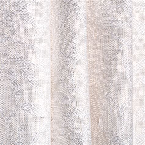 Designer White Linen Look Curtain Fabric Floral Leaf Design Etsy