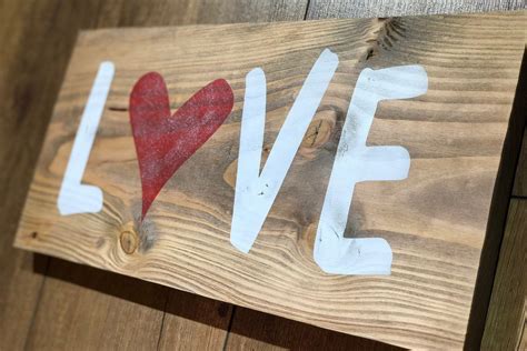 Love Heart Valentines Day Wooden Sign Red Heart Silver Sparkles Wall
