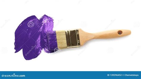 Brush With Purple Paint On White Background Stock Photo Image Of