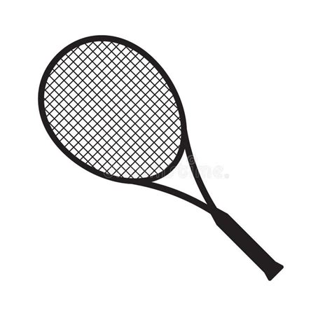 Vector Flat Black Tennis Racket Silhouette Stock Illustration