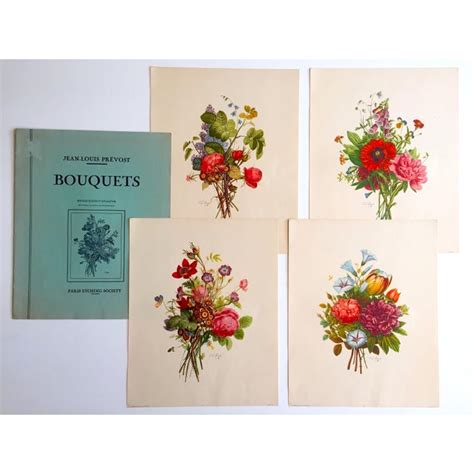Jean Louis Prevost Bouquets Vintage 1942 Etching Tone French