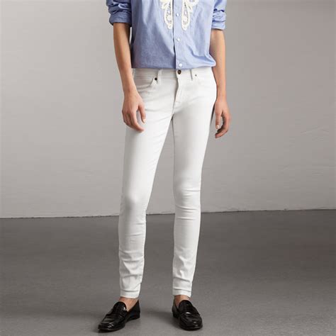 Skinny Fit Low Rise White Jeans Women Burberry United States
