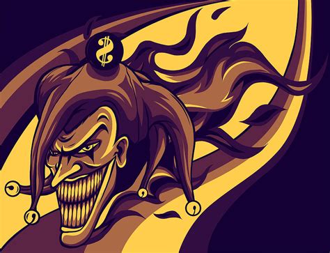 Evil Joker With Flames Vector Illustration Art Digital Art By Dean