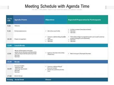 Meeting Schedule With Agenda Time Ppt Powerpoint Presentation Gallery