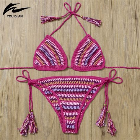 sexy crochet bikini brazilian biquini bikinis handmade knitted swimwear my xxx hot girl