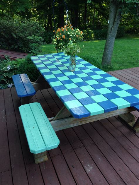 Painted Picnic Table Dress Up Your Weathered Picnic Table With
