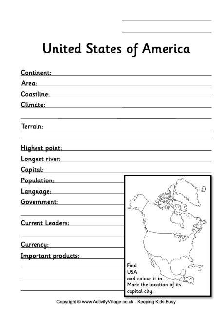 Usa Fact Worksheet Usa Facts Kindergarten Worksheets Word Problems