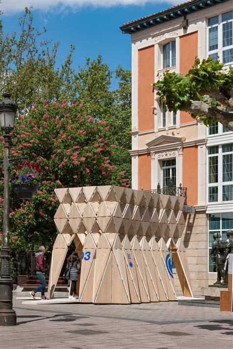 This Wood Pavilion Is Supported Entirely Through Origami Folds