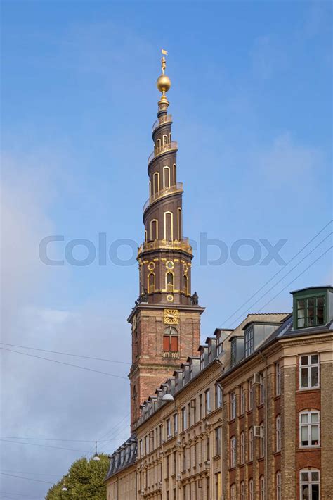 Famous Spiral Spire Of Vor Frelsers Kirke At Copenhagen Denmark