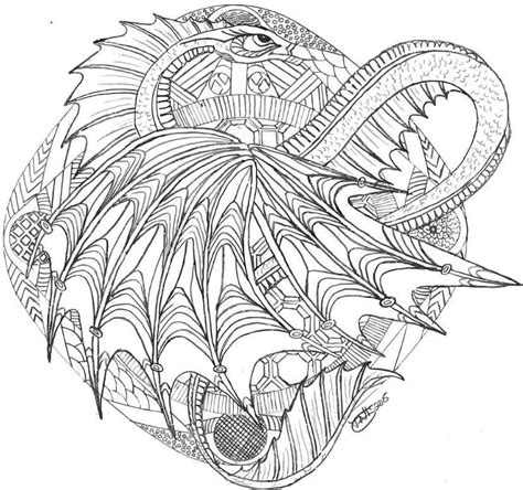 Free coloring sheets to print and download. DRAGON Abstract Doodle Zentangle Coloring pages colouring adult detailed advanced printable ...