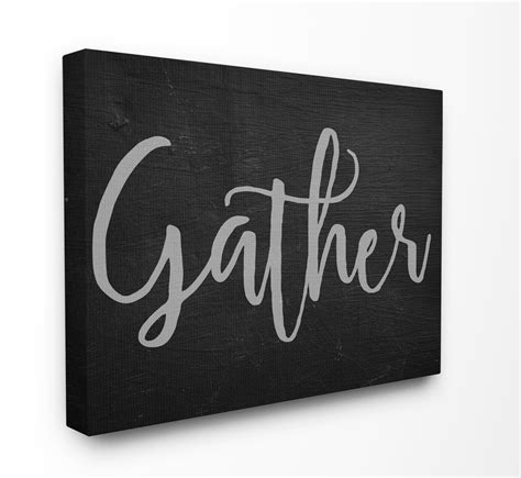 The Stupell Home Decor Collection Gather Black and Grey Typography Stretched Canvas Wall Art, 16 ...