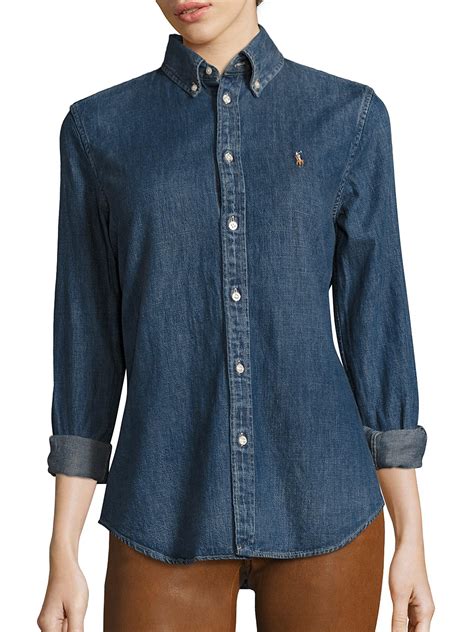 Lyst Polo Ralph Lauren Womens Denim Shirt Blaine Size Xl In Blue