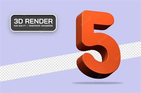 Premium Psd 3d Rendering Number 5 Isolated