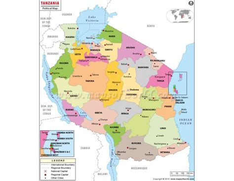 Buy Political Map Of Tanzania Tanzania Regions Map