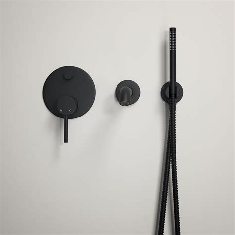 Luxe Matte Black Wall Mounted Bath Shower Mixer Tap Lusso