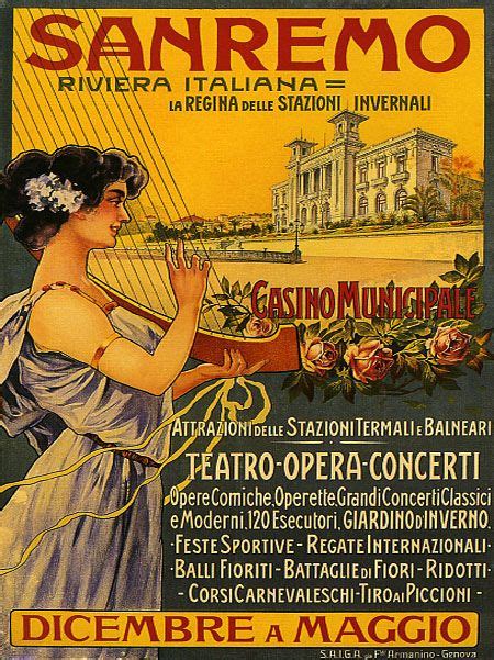 Vintage Italian Opera Poster Sanremo Vintage Italian Posters