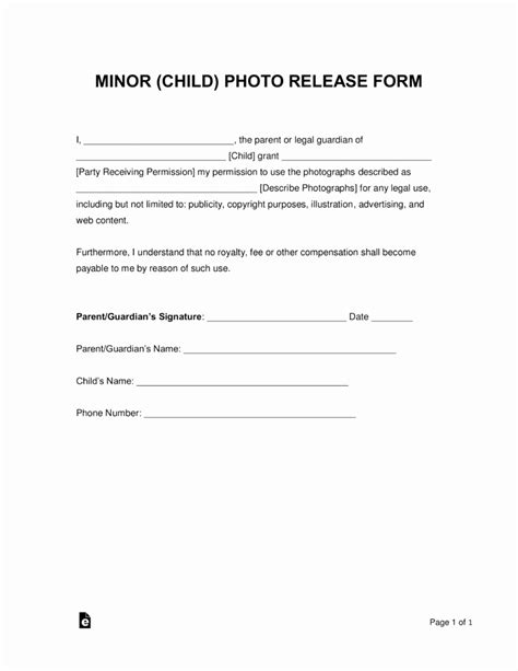 School Media Release Form Example Document Template
