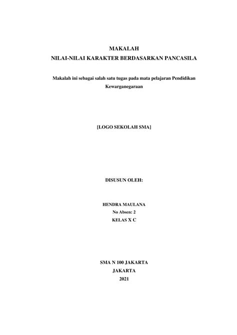 Contoh Cover Makalah: Pengertian, Ciri, Format dan Templatenya - Best