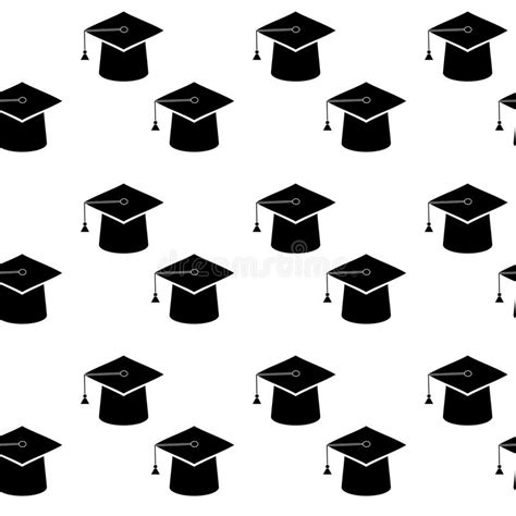 Graduation Education Cap Seamless Pattern Stock Vector Illustration