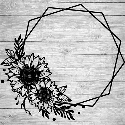 Geometric Sunflowers SVG,EPS & PNG Files - Digital Download files for