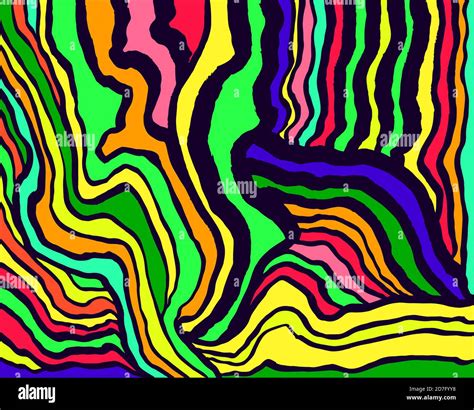 Rainbow Color Psychedelic Abstract Waves Pattern Fantastic Art With