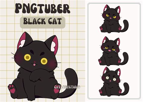 Kawaii Animated Black Cat Kitty  Twitch Discord Pngtuber 50 Off