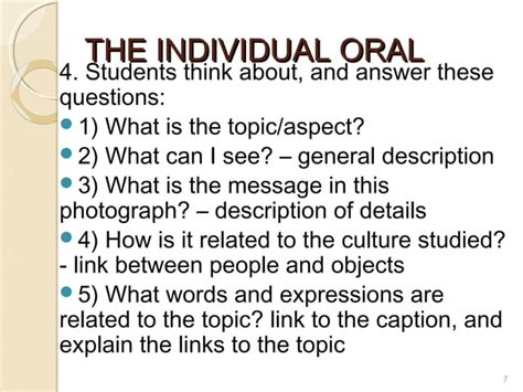 Individual Oral Presentation