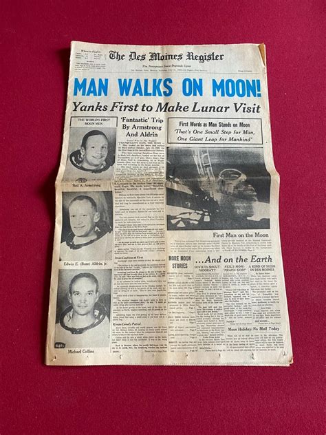 1969 Man Walks On Moon July 21 1969 Newspaper Scarce Vintage