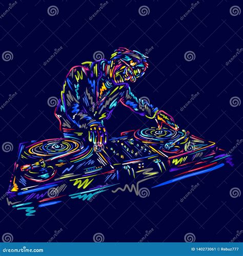 Dj Character Man Vector With Colorful Music Hand Drawn Sketch Disco
