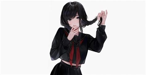 Anime Girl With Black Hair Ponytail