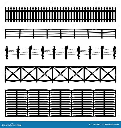 Set Of Black Fences With Gates Cartoon Vector Cartoondealer Com