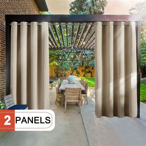 2 Panels Patio Outdoor Blackout Curtains Waterproof With Grommets