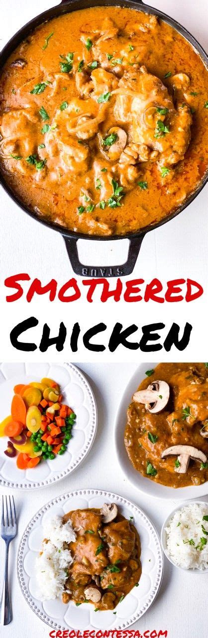 Smothered Chicken With Creamy Mushroom Gravy Creole Contessa