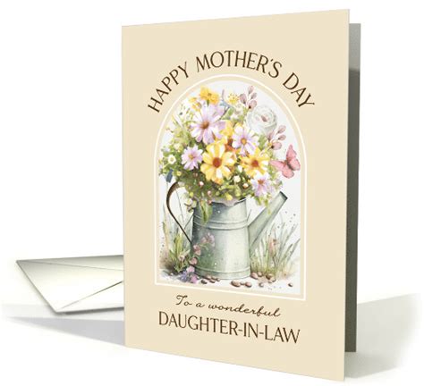 Mothers Day Daughter In Law Cheerful Watering Can Bouquet Card