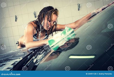Model At The Car Wash In Garage Stock Photo Image Of Spring
