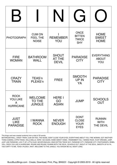 music bingo cards to download print and customize