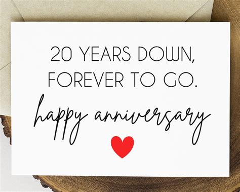 20th Anniversary Card Printable 20 Years Down Forever To Go Etsy Ireland