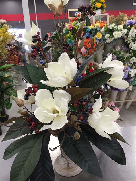 Magnolia artificial fake flower, elevin(tm) artificial fake flowers leaf magnolia floral wedding bouquet party home decor (b). Magnolia and berry arrangement | Floral arrangements ...