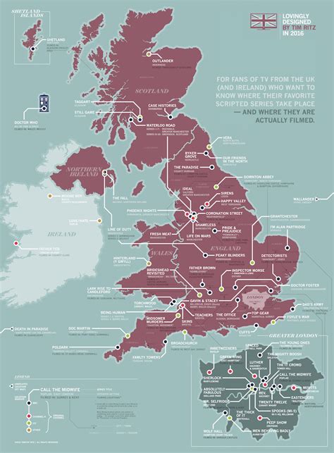 A Detailed Map Showing Where British Tv Series Take Place And Are