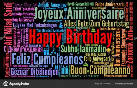 Happy Birthday In Different Languages — Stock Photo © Ricochet69 136468840