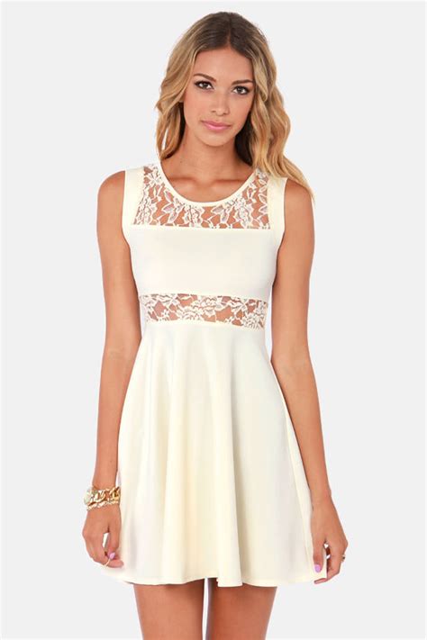 Cute Lace Dress Ivory Dress Cutout Dress 3900