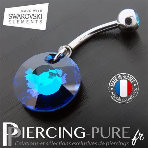 Piercing Nombril Soleil Swarovski Elements Crystal Bermuda Blue