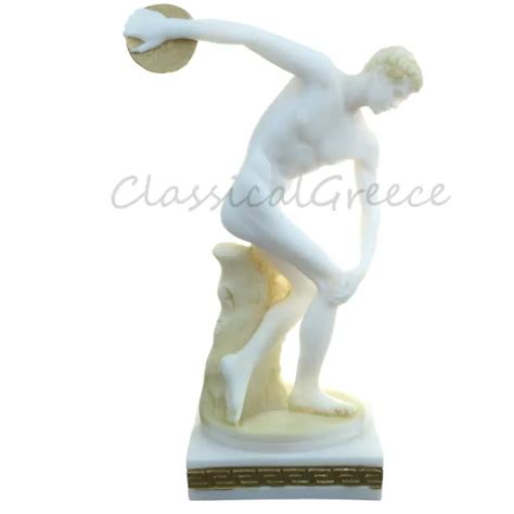 Statue Ancient Greek Discobolus Athlete Discus Alabaster Cm