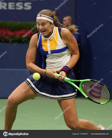 On 19 march 2018, she reached her best singles wta rankings of world no. Grand Slam champion Jelena Ostapenko of Latvia in action ...