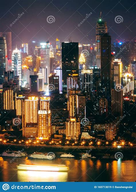 Night View Of Chongqing China Stock Image Image Of Residential