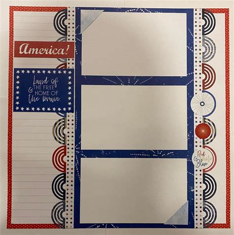 An American Flag Themed Scrapbook Page With Red White And Blue Paper On It